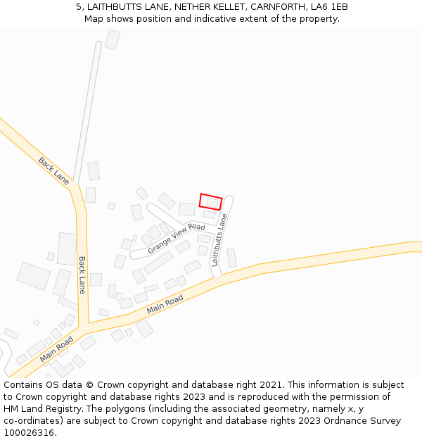 5, LAITHBUTTS LANE, NETHER KELLET, CARNFORTH, LA6 1EB: Location map and indicative extent of plot