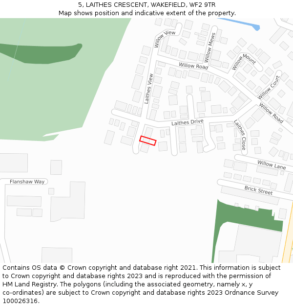 5, LAITHES CRESCENT, WAKEFIELD, WF2 9TR: Location map and indicative extent of plot