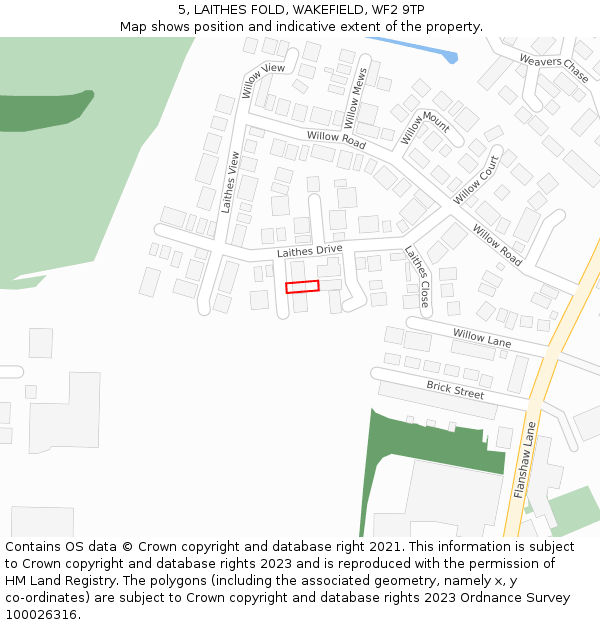 5, LAITHES FOLD, WAKEFIELD, WF2 9TP: Location map and indicative extent of plot