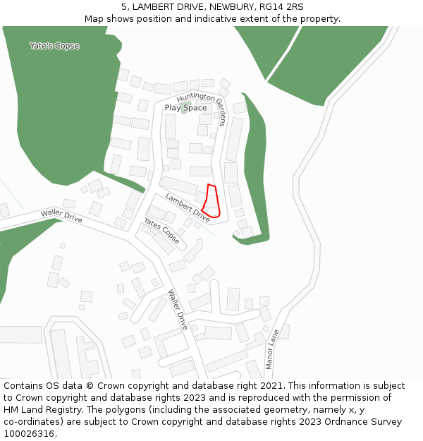 5, LAMBERT DRIVE, NEWBURY, RG14 2RS: Location map and indicative extent of plot