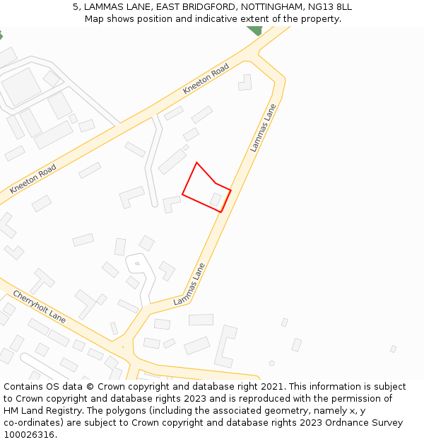 5, LAMMAS LANE, EAST BRIDGFORD, NOTTINGHAM, NG13 8LL: Location map and indicative extent of plot