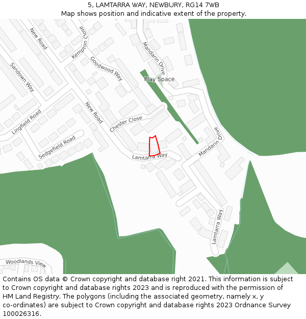 5, LAMTARRA WAY, NEWBURY, RG14 7WB: Location map and indicative extent of plot