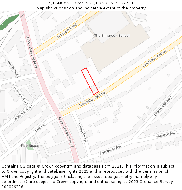 5, LANCASTER AVENUE, LONDON, SE27 9EL: Location map and indicative extent of plot