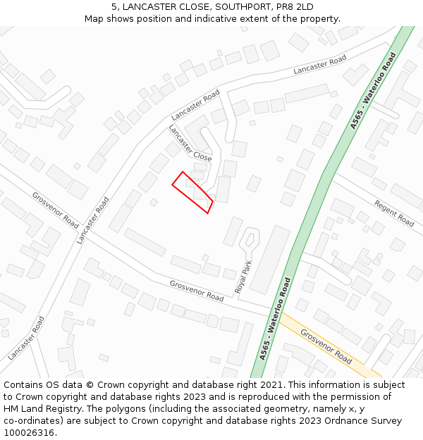 5, LANCASTER CLOSE, SOUTHPORT, PR8 2LD: Location map and indicative extent of plot