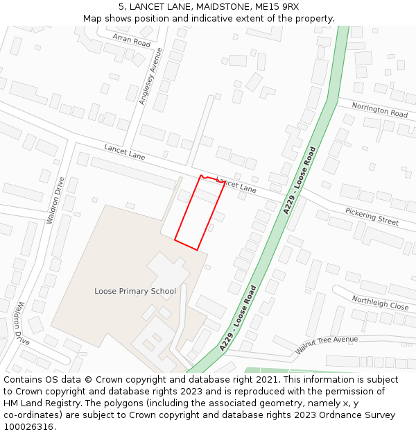 5, LANCET LANE, MAIDSTONE, ME15 9RX: Location map and indicative extent of plot