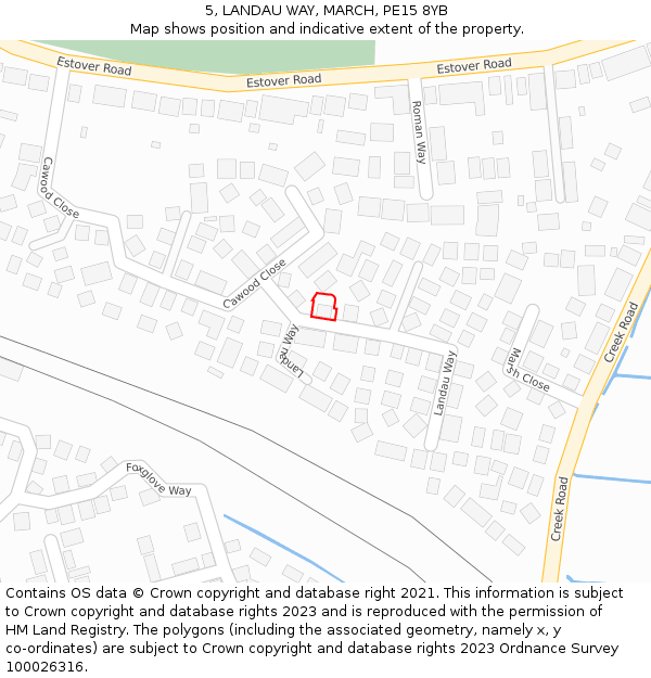 5, LANDAU WAY, MARCH, PE15 8YB: Location map and indicative extent of plot