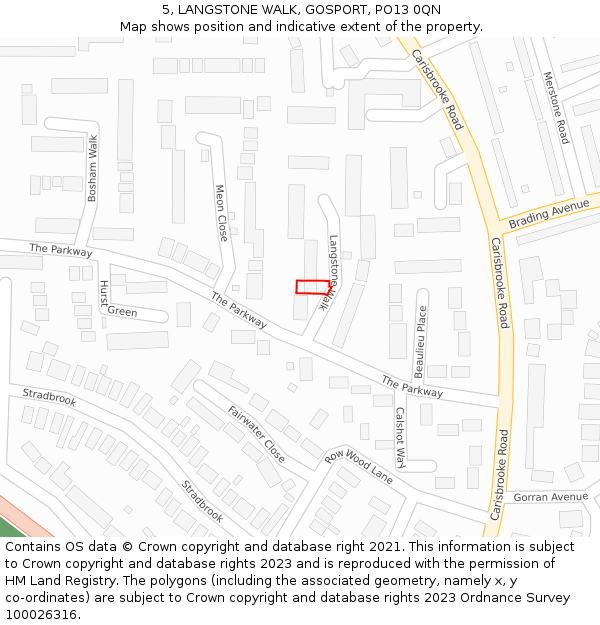 5, LANGSTONE WALK, GOSPORT, PO13 0QN: Location map and indicative extent of plot