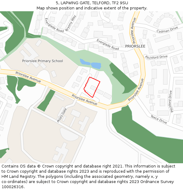 5, LAPWING GATE, TELFORD, TF2 9SU: Location map and indicative extent of plot