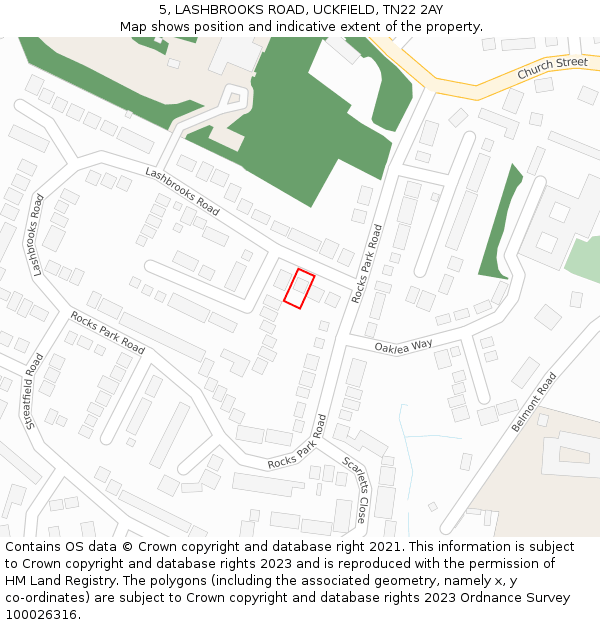 5, LASHBROOKS ROAD, UCKFIELD, TN22 2AY: Location map and indicative extent of plot
