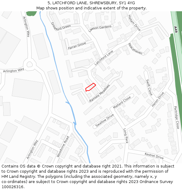 5, LATCHFORD LANE, SHREWSBURY, SY1 4YG: Location map and indicative extent of plot