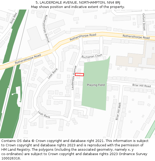 5, LAUDERDALE AVENUE, NORTHAMPTON, NN4 8RJ: Location map and indicative extent of plot