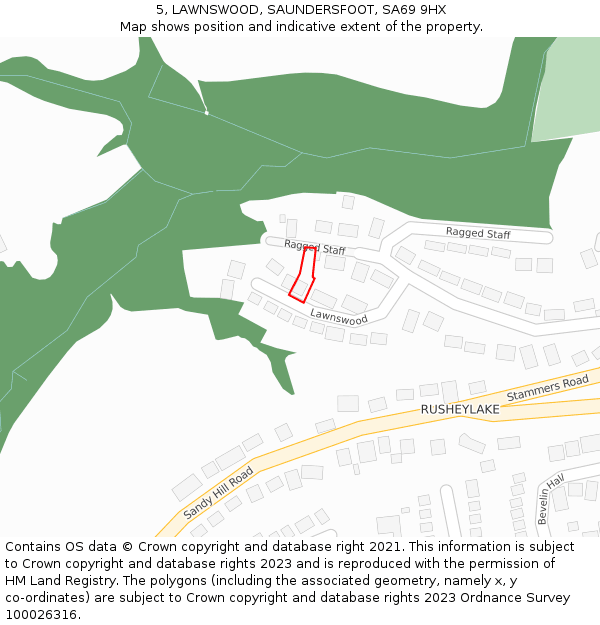 5, LAWNSWOOD, SAUNDERSFOOT, SA69 9HX: Location map and indicative extent of plot