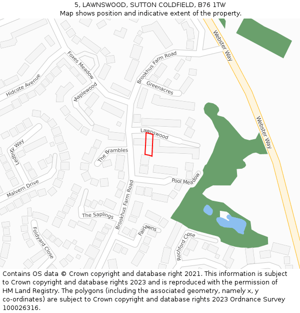 5, LAWNSWOOD, SUTTON COLDFIELD, B76 1TW: Location map and indicative extent of plot