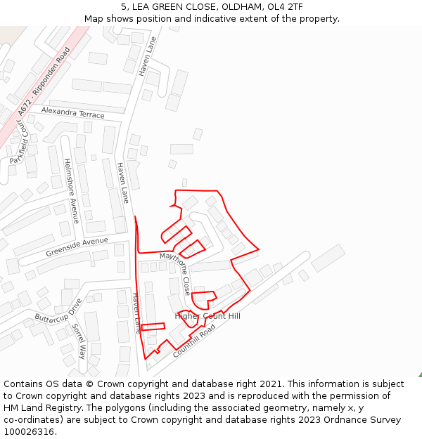5, LEA GREEN CLOSE, OLDHAM, OL4 2TF: Location map and indicative extent of plot