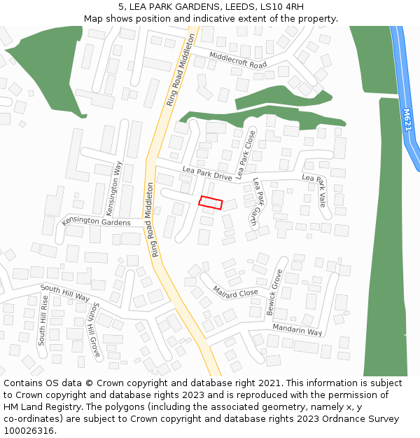 5, LEA PARK GARDENS, LEEDS, LS10 4RH: Location map and indicative extent of plot