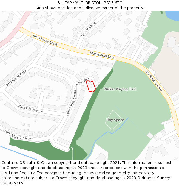 5, LEAP VALE, BRISTOL, BS16 6TG: Location map and indicative extent of plot