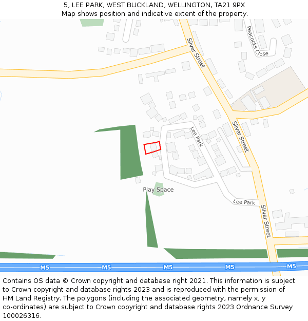 5, LEE PARK, WEST BUCKLAND, WELLINGTON, TA21 9PX: Location map and indicative extent of plot