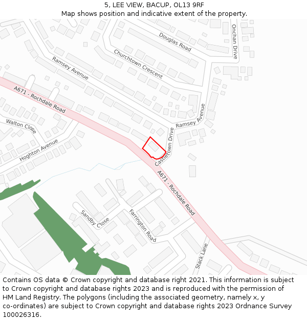 5, LEE VIEW, BACUP, OL13 9RF: Location map and indicative extent of plot