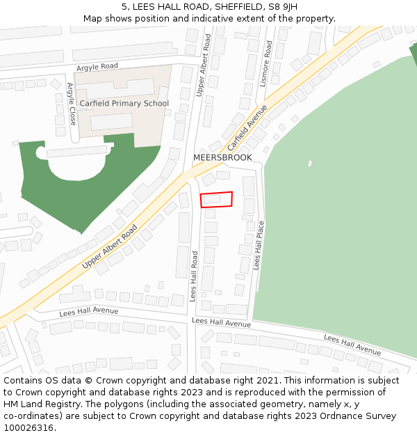 5, LEES HALL ROAD, SHEFFIELD, S8 9JH: Location map and indicative extent of plot