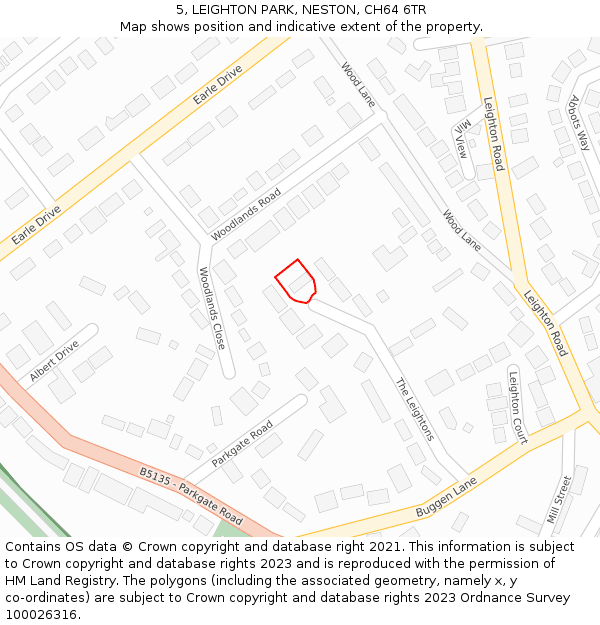 5, LEIGHTON PARK, NESTON, CH64 6TR: Location map and indicative extent of plot