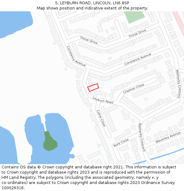 5, LEYBURN ROAD, LINCOLN, LN6 8SP: Location map and indicative extent of plot