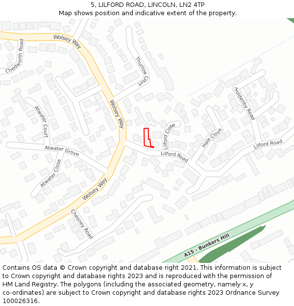 5, LILFORD ROAD, LINCOLN, LN2 4TP: Location map and indicative extent of plot