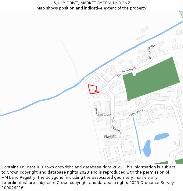 5, LILY DRIVE, MARKET RASEN, LN8 3NZ: Location map and indicative extent of plot