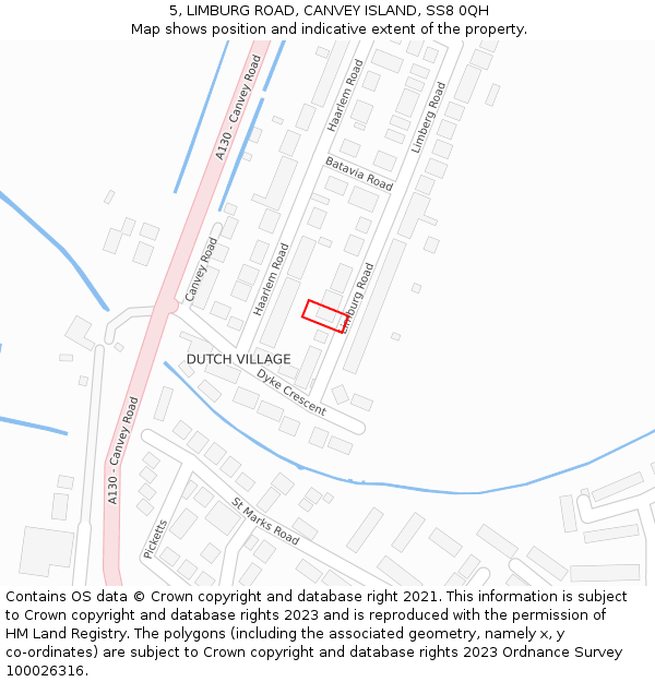 5, LIMBURG ROAD, CANVEY ISLAND, SS8 0QH: Location map and indicative extent of plot