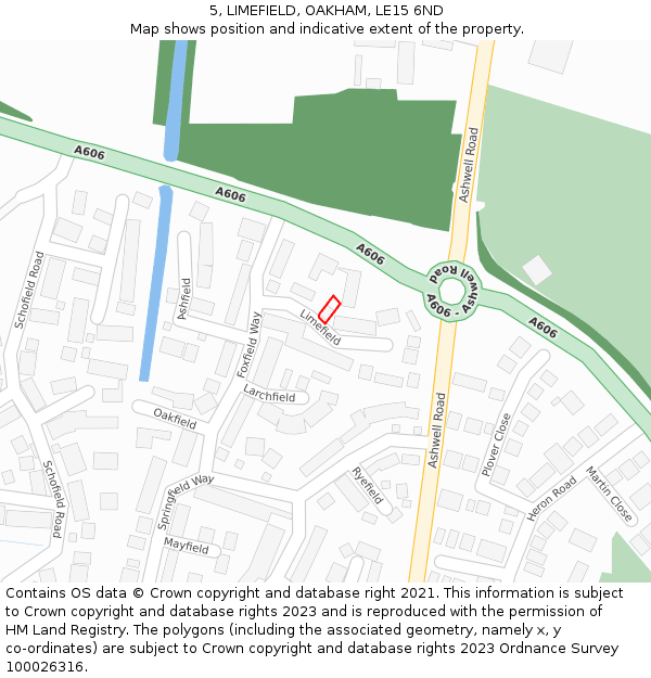 5, LIMEFIELD, OAKHAM, LE15 6ND: Location map and indicative extent of plot