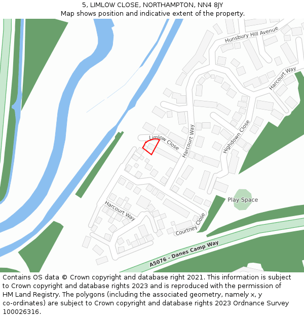 5, LIMLOW CLOSE, NORTHAMPTON, NN4 8JY: Location map and indicative extent of plot