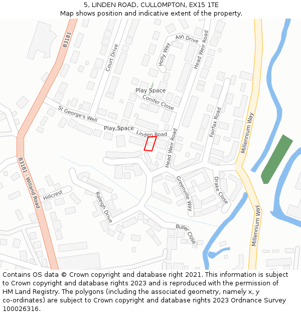 5, LINDEN ROAD, CULLOMPTON, EX15 1TE: Location map and indicative extent of plot