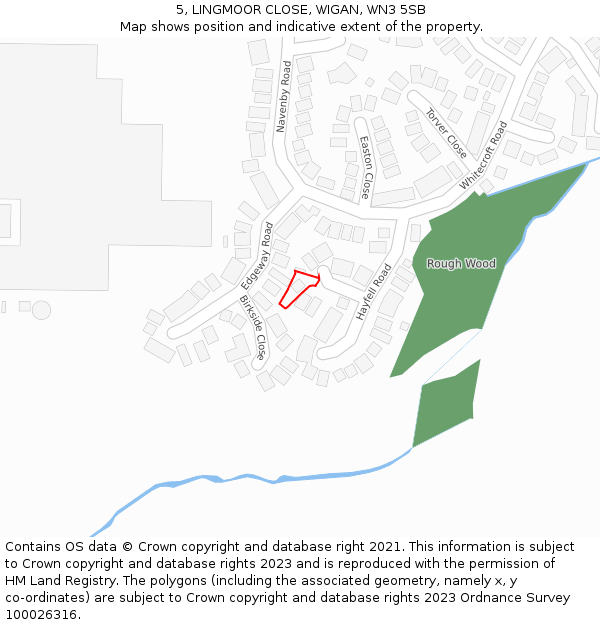 5, LINGMOOR CLOSE, WIGAN, WN3 5SB: Location map and indicative extent of plot