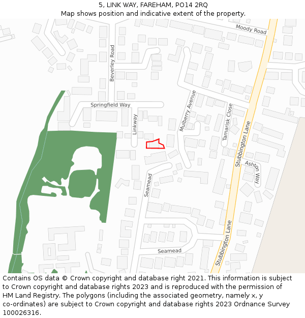 5, LINK WAY, FAREHAM, PO14 2RQ: Location map and indicative extent of plot