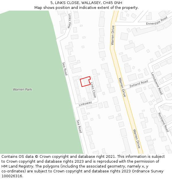 5, LINKS CLOSE, WALLASEY, CH45 0NH: Location map and indicative extent of plot