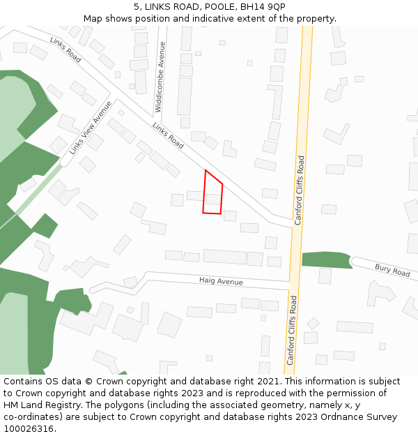 5, LINKS ROAD, POOLE, BH14 9QP: Location map and indicative extent of plot