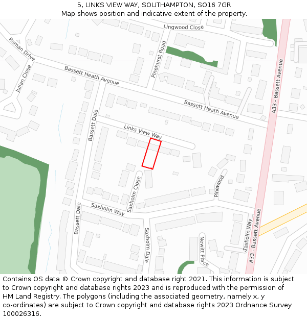 5, LINKS VIEW WAY, SOUTHAMPTON, SO16 7GR: Location map and indicative extent of plot