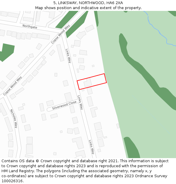 5, LINKSWAY, NORTHWOOD, HA6 2XA: Location map and indicative extent of plot