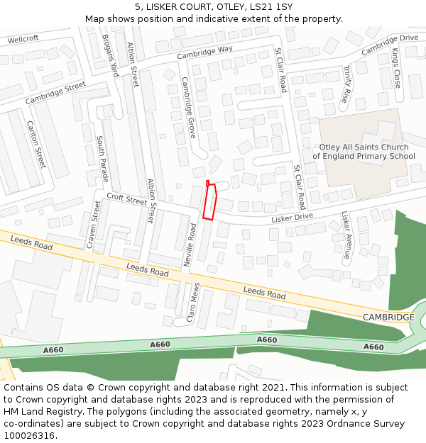 5, LISKER COURT, OTLEY, LS21 1SY: Location map and indicative extent of plot