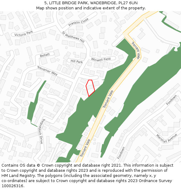 5, LITTLE BRIDGE PARK, WADEBRIDGE, PL27 6UN: Location map and indicative extent of plot