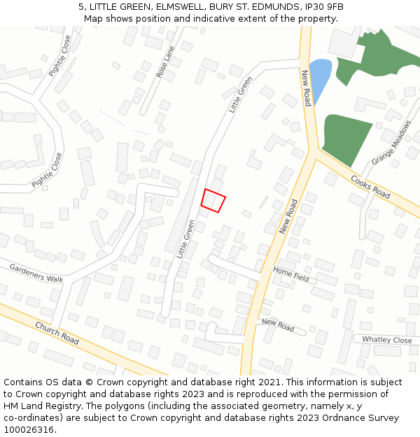 5, LITTLE GREEN, ELMSWELL, BURY ST. EDMUNDS, IP30 9FB: Location map and indicative extent of plot