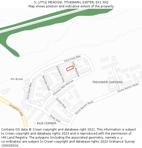 5, LITTLE MEADOW, TITHEBARN, EXETER, EX1 3XQ: Location map and indicative extent of plot