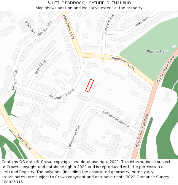 5, LITTLE PADDOCK, HEATHFIELD, TN21 8HD: Location map and indicative extent of plot