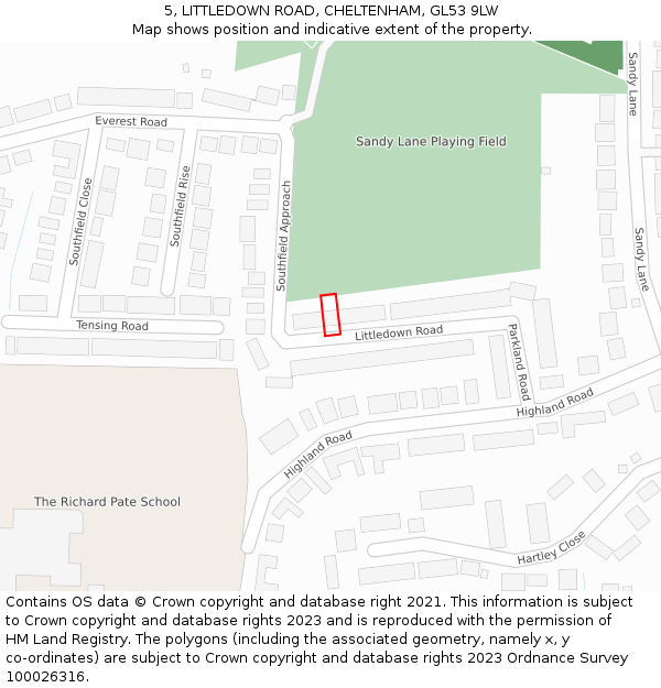 5, LITTLEDOWN ROAD, CHELTENHAM, GL53 9LW: Location map and indicative extent of plot