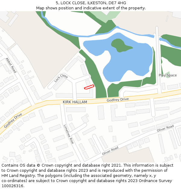 5, LOCK CLOSE, ILKESTON, DE7 4HG: Location map and indicative extent of plot