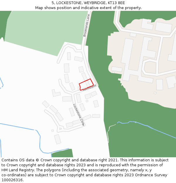 5, LOCKESTONE, WEYBRIDGE, KT13 8EE: Location map and indicative extent of plot