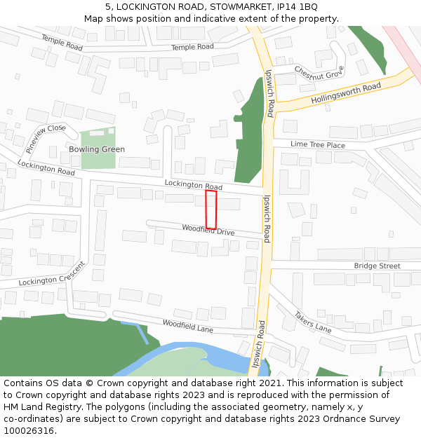 5, LOCKINGTON ROAD, STOWMARKET, IP14 1BQ: Location map and indicative extent of plot