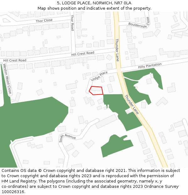 5, LODGE PLACE, NORWICH, NR7 0LA: Location map and indicative extent of plot