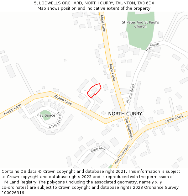 5, LODWELLS ORCHARD, NORTH CURRY, TAUNTON, TA3 6DX: Location map and indicative extent of plot