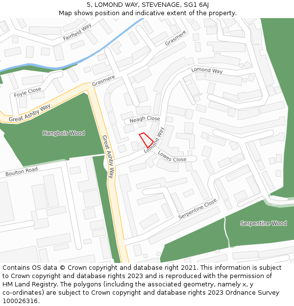 5, LOMOND WAY, STEVENAGE, SG1 6AJ: Location map and indicative extent of plot