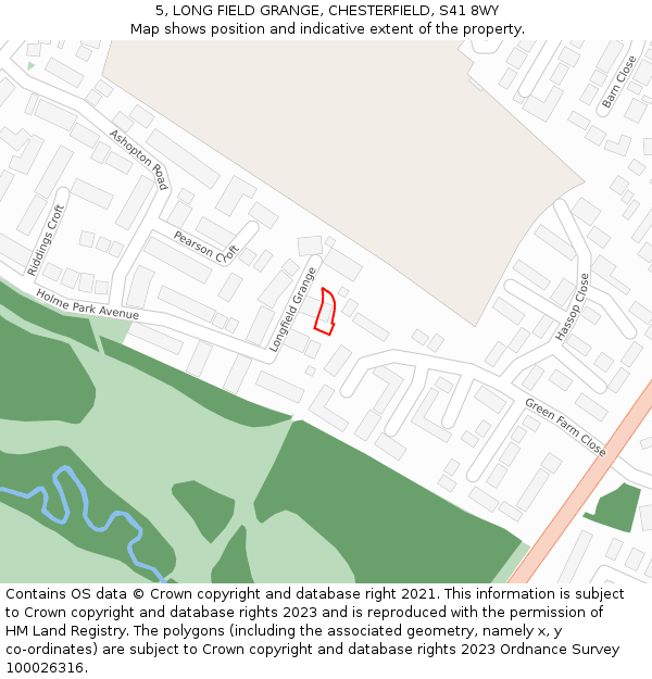 5, LONG FIELD GRANGE, CHESTERFIELD, S41 8WY: Location map and indicative extent of plot